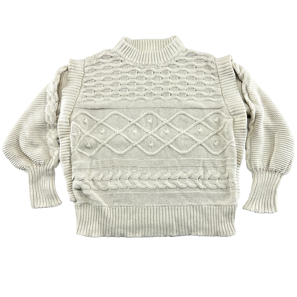 A.N.A A New Approach Sweater Off-White Long Sleeves Large Cable Knit GRANNY CORE